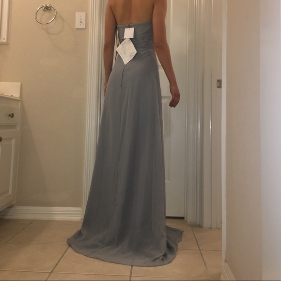 Beautiful Full Length Gray Chiffon Gown - Picture 2 of 4